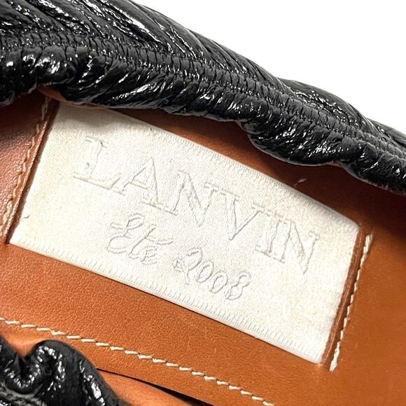 LANVIN Leather Ruched Round Toe Block Heels 37 - Picture 9 of 11